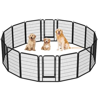 Yaheetech Dog Playpen Outdoor, 40 inch 16 Panels Dog Pen Indoor Heavy Duty Puppy Exercise Pen Metal Pet Fence for RV Camping/Yard/Garden - Image 1