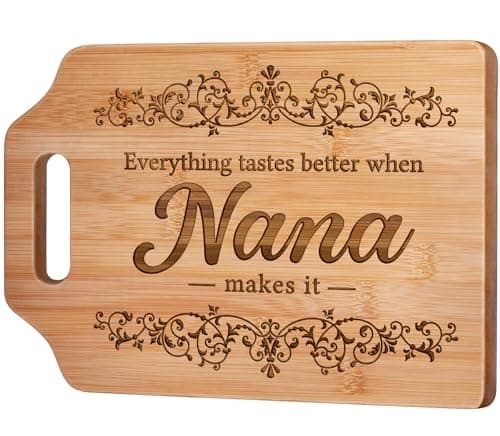 AceThrills Nana Gifts for Nana Birthday Gifts for Christmas, Mothers Day - Engraved Bamboo Cutting Board 12.3"L x 8.7"W x 0.4"Th - Image 1