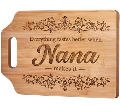 AceThrills Nana Gifts for Nana Birthday Gifts for Christmas, Mothers Day - Engraved Bamboo Cutting Board 12.3"L x 8.7"W x 0.4"Th - Image 1