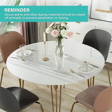 AimerGro 44 Inch Clear Plastic Table Cover Round 1.5mm Thick Vinyl PVC Dining Table Pad Protector Crystal Tablecloth for Wood Furniture Topper Waterproof Heat Resistant Coffee Table Protector Cover - Image 6