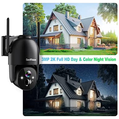 Solar Security Cameras Wireless Outdoor, Security Cameras with 2K 3MP, Battery Powered PTZ WiFi, Color Night Vision, 2-Way Talk, PIR Motion Detection, Spotlight & Siren Alarm for Home Security - Image 5
