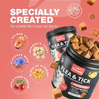 Flea Treatment for Cats - Daily Oral Cat Flea and Tick Treatment Chews - Chewable Kitten Flea Treatment - Soft Treats for All Breeds & Ages - Natural Chicken-Flavor Flea and Tick Supplement for Cats - Image 4