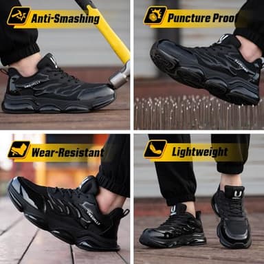 Steel Toe Shoes for Men Women Composite Toe Work Sneakers Comfortable Indestructible Safety Shoes Lightweight Breathable Construction Sneakers Puncture Proof Air Cushion - Image 6