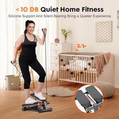 GORISE Steppers for Exercise at Home,Adjustable Height Stair Stepper with Resistance Bands, Portable Stair Steppers Workout Machine, Mini Stepper Exercise Equipment with LCD Monitor (Carbon Grey - Image 8