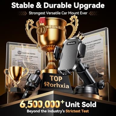 Rorhxia 3IN1 Car Phone Holder, Military-Grade 85lbs Strongest Suction Phone Holders for Your Car Dashboard/Windshield/Vent, Cellphone Holder Stand for iPhone 16 15 14 Pro Max Samsung and More - Image 2
