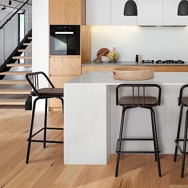 Bloddream Bar Stools, Swivel Counter Stools Set of 2 - Vintage Industrial Farmhouse Swivel Bar Stool - Kitchen Island Counter Bar High Chair(Walnut) - Image 8