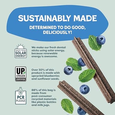 Shameless Pets Toothberry Dental Chews for Dogs – Natural Dog Dental Sticks for Fresh Breath, Teeth Cleaning & Removes Tartar, Grain-Free Dog Treats, No Corn or Soy, 32 Sticks - Image 7