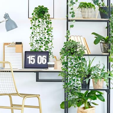 Artificial Hanging Plants for Shelf, 4 Pack Fake Potted Greenery Faux Eucalyptus Vine, Mandala Vine, String of Pearls,Pea pod Leaves in Pot for Office Living Room Bathroom Indoor Outdoor Décor - Image 6