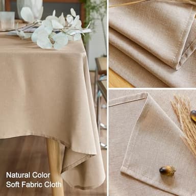 AUSSPVOCT 2 Pcs Textured Linen Table Cloth for Rectangle Table - 52x70 Inch Cloth Tablecloth Rectangular Waterproof Washable Fabric Dining Table Cover for Spring Wedding Party Kitchen Decor - Image 4