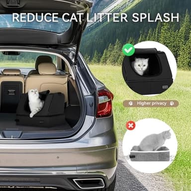 PETSFIT Portable Cat Litter Box - Removable 2-Layer Leak-Proof Lining, Scratch-Resistant Fabric with Sturdy Support Frame, Travel & Collapsible Cat Litter Box Black - Image 5