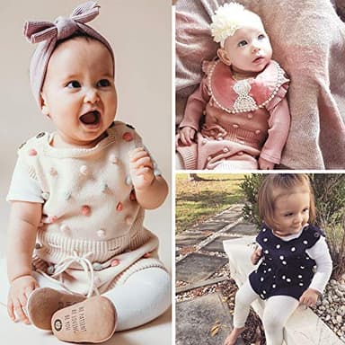 Simplee kids Baby Girl Knit Rompers Fall Sleeveless Pompoms Baby Girl Rompers 6-12 Months Little Girl Apricot Overall Jumpsuit Outfit - Image 7