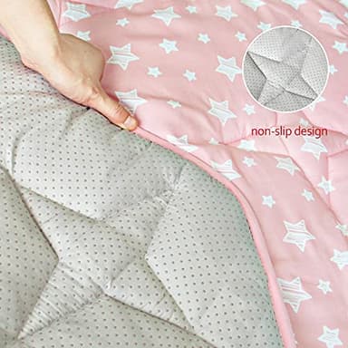 Octagon Playpen Mat Pink for Girls, Non Slip Baby Playpen Mattress Mat Fits 8 Panel Regalo Extra Large Portable Play Yard, Pink Star Print Playard Pad for Girls - Image 3