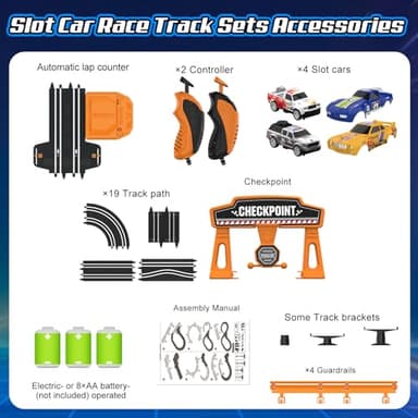 Slot Car Race Track Sets for Boys, Race Car Track with 2 High-Speed Slot Cars, Battery or Electric Car Track, Dual Racing Game Lap Counter Track Sets, Toys Gifts for Boys Girls Ages 4 5 6 7 8-12 - Image 6