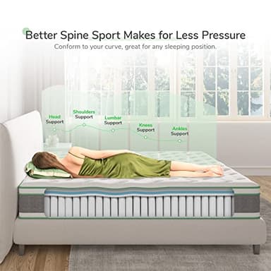 Novilla Queen Mattress, 12 Inch Hybrid Mattress in a Box, Innerspring Mattress with Gel Memory Foam for a Cool Sleep, Pressure Relief, Medium Firm Pillow Top Mattress, Groove - Image 4