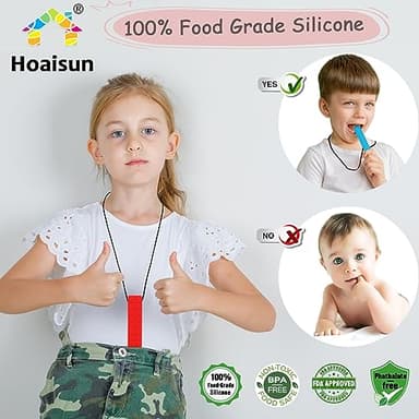 Chewy Necklaces for Sensory Kids, 6 Pack Chew Necklaces for Sensory Boys and Girls with Autism, ADHD, SPD, Chewing, Biting, Silicone Oral Sensory Chew Teething Toys for Adults Reduce Anxiety Fidget - Image 2