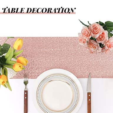 Sugargirl 10 Packs 12 x 72 inches Sequin Table Runner, Glitter Rose Gold Table Runner for Birthday Party Supplies Wedding Holiday Celebration Event Decorations - Image 7