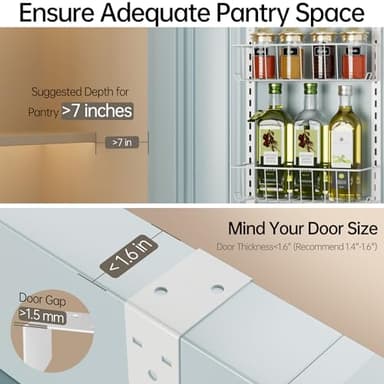 Delamu Pantry Door Organizer, Adjustable Metal Over the Door Pantry Organizer Rack, 6-Tier Over the Door Spice Rack, Kitchen Pantry Door Organizers and Storage, D5 W12 H52.1 inch, White, Small - Image 5