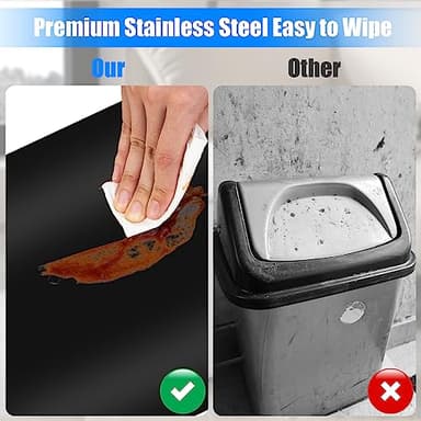 Anzoymx Stainless Steel Bathroom Trash Cans 1.8 Gallons Small Garbage Can with Pop up Lid, Metal Narrow Wastebasket, Slim Waterproof Litter Trash Bins Set for Bedroom, Toilet, Office (Black) - Image 6