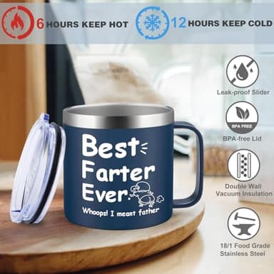 HECOMTRS Dad Gift for Fathers Day, Funny Dad Mug Father Day Gifts, Best Dad Ever Mugs with Hilarious Pattern, Gift for Daddy from Daughter Funny Papa Gifts Birthday Christmas-14oz (Navy Blue) - Image 3