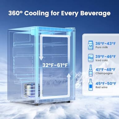 Feelfunn 4.5 Cu.Ft Beverage Refrigerator Cooler - 145 Can Mini Fridge Glass Door for Soda Beer Wine, Small Refrigerator for Bedroom Office Home Bar, 4 Adjustable Shelves, Silver - Image 3