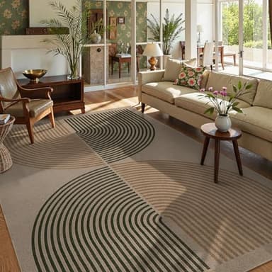 Lahome Modern Rainbow Easy Jute Rug, 6x9 Rug for Living Room Washable Indoor Outdoor Patio Rug, Farmhouse Rug for Bedroom Non Slip Contemporary Carpet for Backyard Deck Office Decor - Image 2