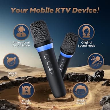 PPMIC Karaoke Machine with 2 Wireless Microphones, 36H Playtime, IPX5 Waterproof, Magic Voice, Portable Bluetooth Speaker for Home/Outdoor/Beach Parties - Image 3