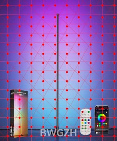 BWGZH Corner Floor Lamp,LED Lamp with 16 Million DIY Colors,Remote & APP Control, Music Sync,Room Decor Floor Lamps for Living Room, Bedroom and Gaming Room.