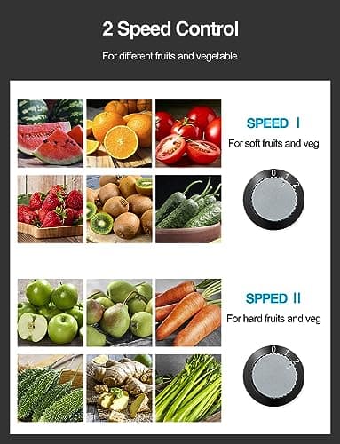 Qcen Juicer Machine, 800W Centrifugal Juicer Extractor with Wide Mouth 3” Feed Chute for Fruit Vegetable, Easy to Clean, Stainless Steel, BPA-free (Black) - Image 3