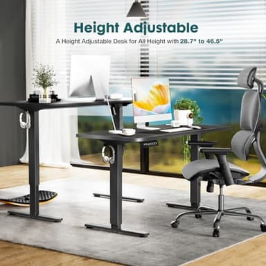 SMUG Standing Desk, Adjustable Height Electric Sit Stand Up Down Computer Table, 63x24 Inch Ergonomic Rising Modern Lift Motorized Gaming Desktop Workstation for Work Home Office, Black - Image 3