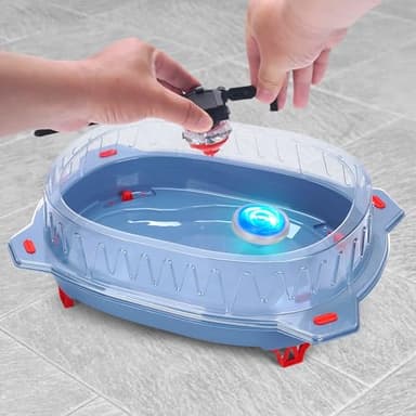 BUPASAK Light Ignite Spinning Tops Battle Set, with Stadium, 6 Light Ignite Spinning Tops, and 2 Launchers, Toys for 6 Year Old Boys & Girls & Up (Amazon Exclusive) - Image 2