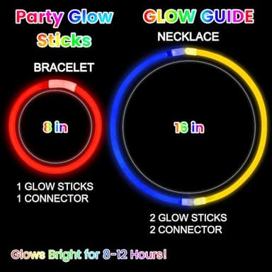 Glow Sticks Bulk Party Favors 100 Pack 8" Glow in the Dark Party Supplies Light Up Neon Party Decorations Glow Necklaces Bracelets for Kids Adults Birthday Halloween Christmas Easter Valentine Wedding - Image 2