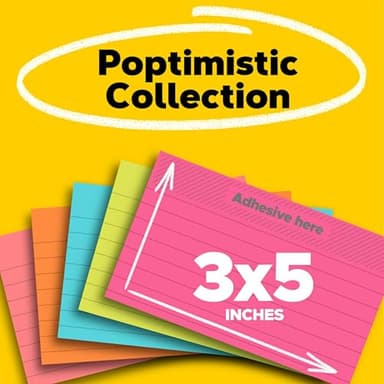 Post-it Notes, 3 in x 5 in,5 Sticky Notes Pads, 100 Sheets per Pad, Poptimistic Collection, School Supplies and Oﬃce Products, The Original Post-it Note - Image 5