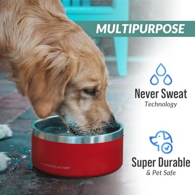 Coldest Dog Bowl - Anti Rust Metal, Non Slip, 3 Layers Insulated Stainless Steel Dog Bowls - Spill Proof & Heavy Duty - Water Bowl for Dogs, Cats & Pets, Dish Washer Safe (42 oz, Epic White) - Image 7