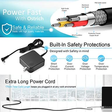 Charger for Lenov Laptop Computer 65W 45W Round Tip Power Supply AC Adapter for Lenovo IdeaPad 330-14, 330-15, 330-17, 510-15, 330s-14, 330s-15 Lenovo Flex 6-14 Laptop Charger - Image 4