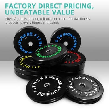 Fitvids Olympic 2" Bumper Plates Set Including 370LB Complete Weight Set (10Lb to 55LB) & 7FT Olympic Barbell Bar(415 Pounds Total), Multiple Packages - Image 5