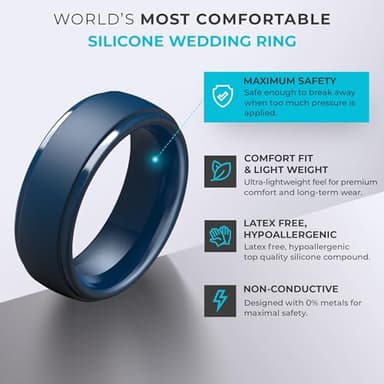 ThunderFit Men's Step Edge Silicone Rings, 10mm Wide 2.5mm Thick Rubber Bands-Variety Multipack 1-7 - Image 2