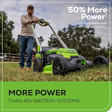 Greenworks 60V 25” Cordless (Self-Propelled) Lawn Mower (LED Lights + Aluminum Handles), 2 x 4.0Ah Batteries and Dual Port Rapid Charger - Image 6