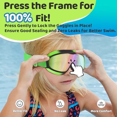 Vvinca Kids Goggles with Comfort Fabric Strap, Kids Swim Goggles Wide View Anti-Fog/UV No Leaking Swimming Goggles for 3-14 - Image 3