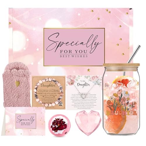 Birthday for Daughter from Mom, Bonus Daughter Gifts for Women, Christmas Gifts Basket with Bracelet Necklace, in Law Gifts from Mother - Image 1