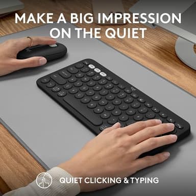 Logitech Pebble 2 Combo, Wireless Keyboard and Mouse, Quiet and Portable, Customizable, Logi Bolt, Bluetooth, Easy-Switch for Windows, macOS, iPadOS, Chrome - Black - Image 8