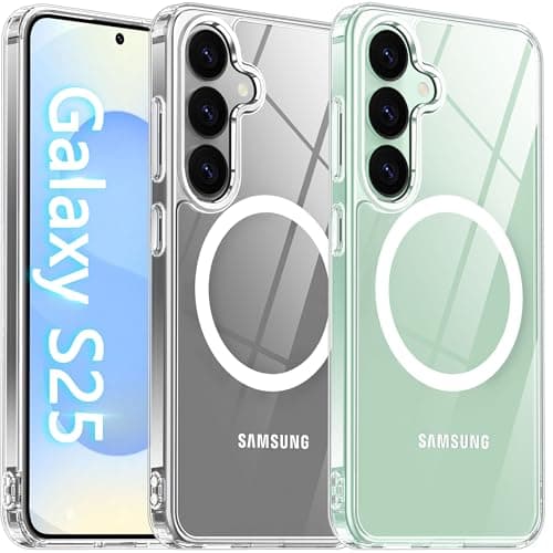 Oterkin Magnetic for Samsung Galaxy S25 Case Clear [Compatible with MagSafe][Anti-Yellowing][Built-in 4 Airbags][Military Grade Protection][Transparent Shockproof Slim] S25 Phone Case (Clear) - Image 1