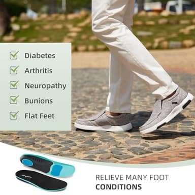 OrthoComfoot Men's Orthopedic Comfy Slip-On Sneakers, Plantar Fasciitis Flat Feet Heel Pain Relief Shoes, Cushioned Slip-On Shoes for Walking Light Grey Size 11 - Image 4