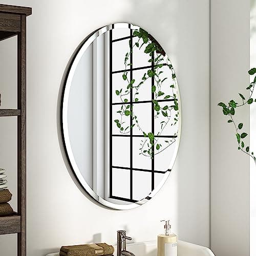 KOHROS Bathroom Mirrors for Over Sink - Oval Frameless Mirror - Beveled Polished Wall Mirror for Bathroom, Vanity, Bedroom (18" W x 24" H Oval) - Image 1
