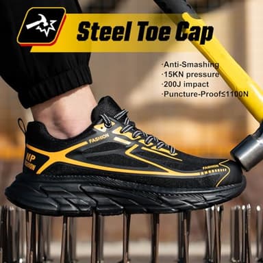 Steel Toe Shoes for Men Women Composite Toe Work Sneakers Comfortable Indestructible Safety Shoes Lightweight Breathable Construction Sneakers Puncture Proof Air Cushion - Image 2