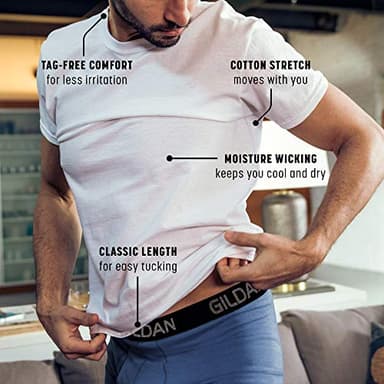 Gildan Men's Cotton Stretch T-Shirts, Multipack, Artic White (Crew 3-Pack), Large - Image 2
