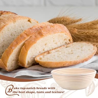 Komiikka Sourdough Bread Proofing Baskets(Set of 2) for Sour Dough Bread Baking Supplies, Brotform Proofing Basket, Proofing Bowls,Gift for Bread Bakers (8.5inch, Round) - Image 4