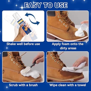 Halldeli Suede Shoe Cleaner with Brush, Shoe Cleaner for White Shoes, Suede, Nubuck, Knit, Boots, Trainer, Sneaker, Leather, Trainer Cleaner for Remove Dirt and Stains (200ml) - Image 6