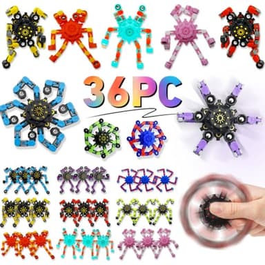 Transformable Fidget Spinners,Funny Stress Relief Sensory Fidget Toys,Deformable Chain DIY Robot Fingertip Gyros Toys Birthday Party Favors Easter Basket Stocking Stuffers for Kids and Adults (36PC) - Image 8