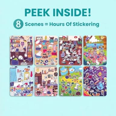 Land of Cats Sticker + Coloring Book (300+ Cat Stickers for Kids & 8 Scenes) by Cupkin, Side by Side Activity Book Design, Cat Sticker Books Kids Ages 4-8, Also Great for Older Boys & Girls - Image 5