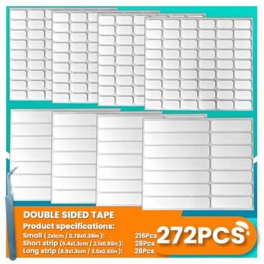 Tikfoam Double Sided Tape Heavy Duty, Mounting Dots Adhesive Removable, Multipurpose Tape for Picture, Poster, Art Craft, Decoration, Party Supplies 272Pcs - Image 1